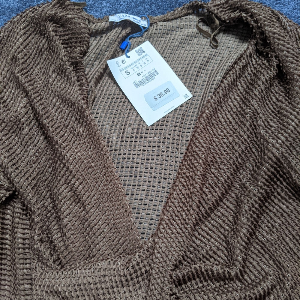 NWT Zara Draped Mesh Top - Picture 2 of 4